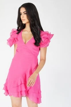 Fairy Flutter Sleeve Mini Dress In Pink 11 Fairy Flutter Sleeve Mini Dress In Pink -Tulle Clothing Fairy 11