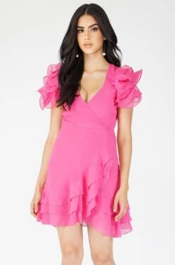 Fairy Flutter Sleeve Mini Dress In Pink 13 Fairy Flutter Sleeve Mini Dress In Pink -Tulle Clothing Fairy 13