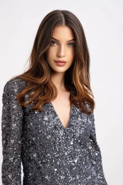 Gwen Grey Long Sleeve Embellished Mini Dress -Tulle Clothing GwenMini 8 Copy