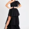Rowan One Shoulder Tulle Gown -Tulle Clothing INN6517BLK 2