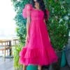 Jayne Bright Pink Tulle Midi Dress -Tulle Clothing JayneBrightPink 2