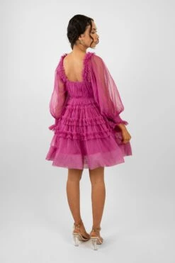 Jessica Tulle Smock Mini Dress In Vivid Purple -Tulle Clothing JessicaVividPurple 6