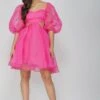 Katja Bright Pink Puff Sleeve Dress -Tulle Clothing KatjaMini 2 edited
