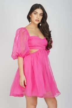 Katja Bright Pink Puff Sleeve Dress -Tulle Clothing KatjaMini 3
