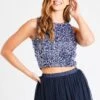 Picasso Navy Blue Sequin Top 2 Picasso Navy Blue Sequin Top -Tulle Clothing LACE BEADS 1913