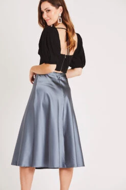 Sophie Grey Satin Skirt -Tulle Clothing LACE BEADS 2134
