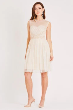 Cecilia Pearl Embellished Skater Dress -Tulle Clothing LACE BEADS 2205