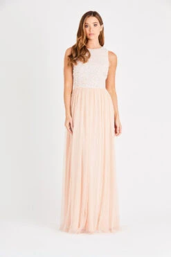 Picasso Bridesmaid Maxi In Blush Nude -Tulle Clothing LNB2327NDE 1