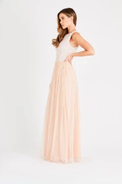 Picasso Bridesmaid Maxi In Blush Nude -Tulle Clothing LNB2327NDE 4