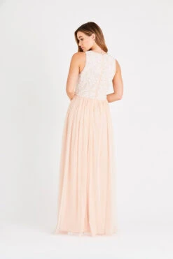 Picasso Bridesmaid Maxi In Blush Nude -Tulle Clothing LNB2327NDE 6