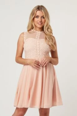 Carlie Blush Tulle And Lace Skater Dress -Tulle Clothing LaceandBeads1457