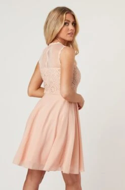 Carlie Blush Tulle And Lace Skater Dress -Tulle Clothing LaceandBeads1465