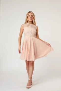 Carlie Blush Tulle And Lace Skater Dress -Tulle Clothing LaceandBeads1471