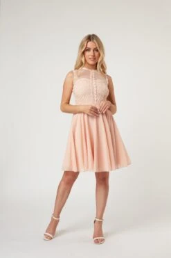 Carlie Blush Tulle And Lace Skater Dress -Tulle Clothing LaceandBeads1473
