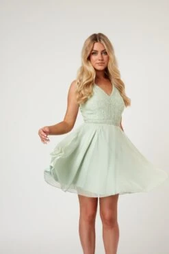 Cheri Embroidered Mint Green Skater Dress -Tulle Clothing LaceandBeads174