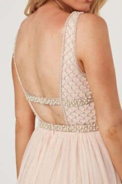 Myla Nude Embellished Maxi Dress -Tulle Clothing LaceandBeads925