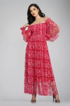 Lana Red Printed Tulle Dress -Tulle Clothing LanaMidi 2