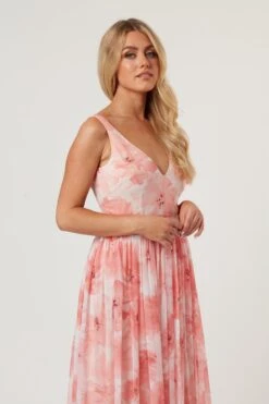 Levi Pink Floral Printed Maxi Dress 17 Levi Pink Floral Printed Maxi Dress -Tulle Clothing Levi 1