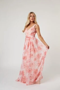 Levi Pink Floral Printed Maxi Dress 16 Levi Pink Floral Printed Maxi Dress -Tulle Clothing Levi 10