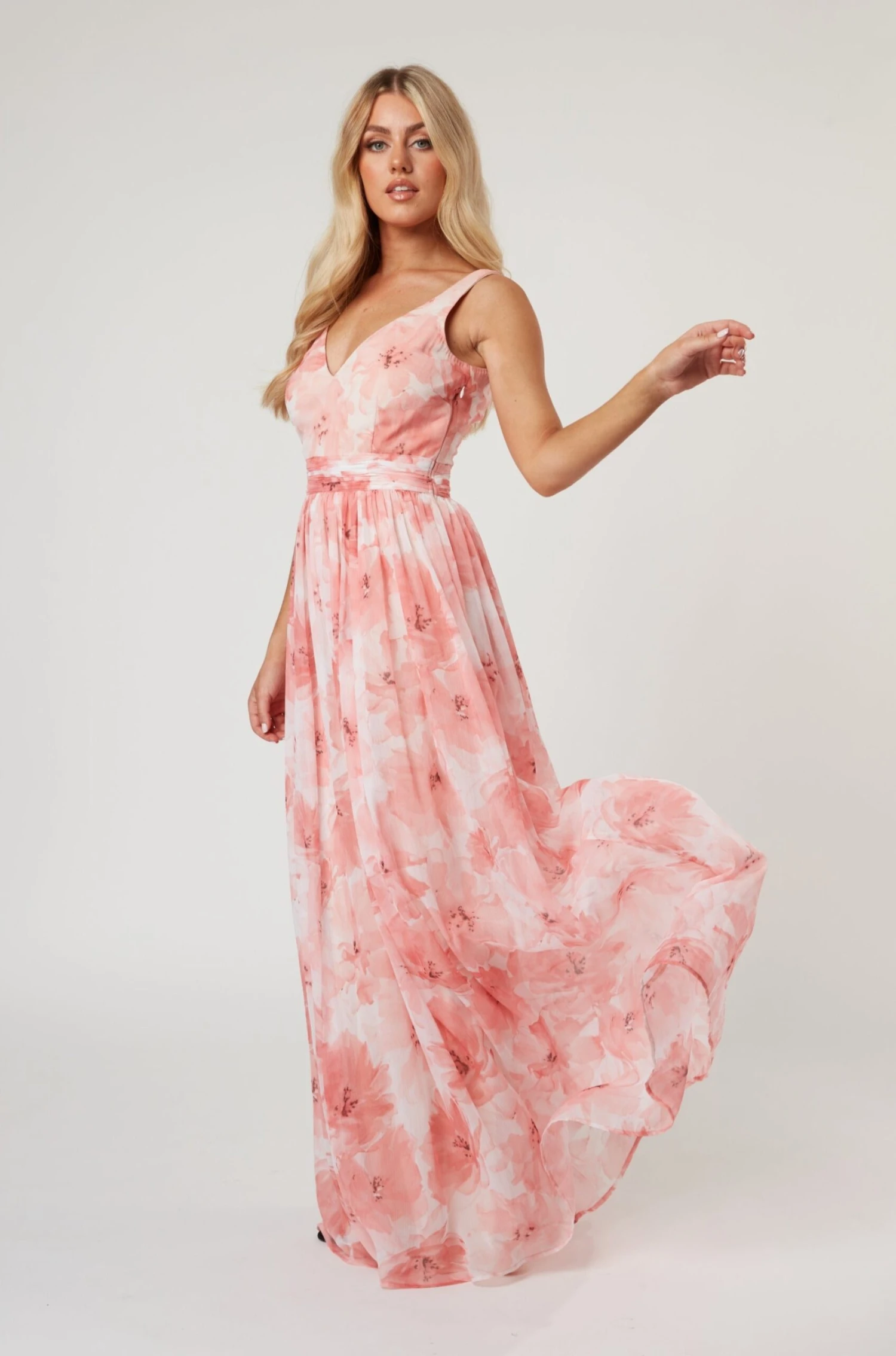 Levi Pink Floral Printed Maxi Dress 4 Levi Pink Floral Printed Maxi Dress - Image 2