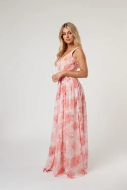 Levi Pink Floral Printed Maxi Dress 18 Levi Pink Floral Printed Maxi Dress -Tulle Clothing Levi 16