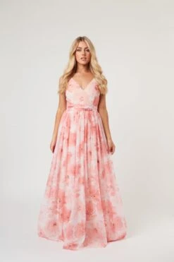 Levi Pink Floral Printed Maxi Dress 14 Levi Pink Floral Printed Maxi Dress -Tulle Clothing Levi 2