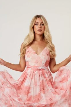 Levi Pink Floral Printed Maxi Dress 13 Levi Pink Floral Printed Maxi Dress -Tulle Clothing Levi 30