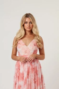 Levi Pink Floral Printed Maxi Dress 15 Levi Pink Floral Printed Maxi Dress -Tulle Clothing Levi 32