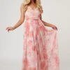 Levi Pink Floral Printed Maxi Dress 2 Levi Pink Floral Printed Maxi Dress -Tulle Clothing Levi 7