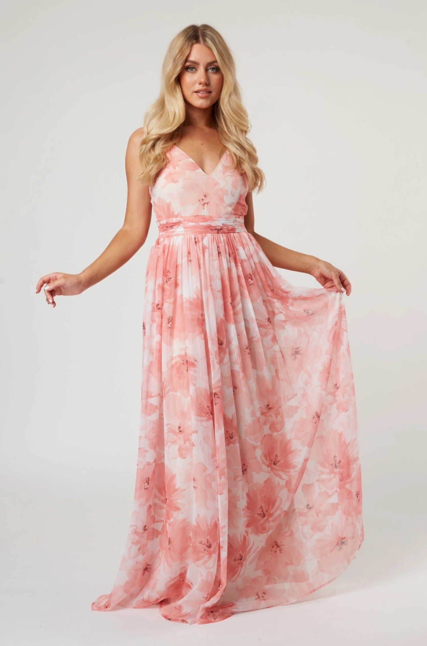 Levi Pink Floral Printed Maxi Dress 3 Levi Pink Floral Printed Maxi Dress