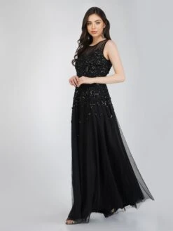 Lilith Floral Embellished Maxi Dress In Black -Tulle Clothing LilithBlack 2