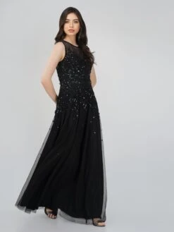Lilith Floral Embellished Maxi Dress In Black -Tulle Clothing LilithBlack 4