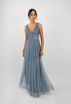 Lorelai Dusty Blue Embellished Maxi Dress -Tulle Clothing LorelaiBlue 5
