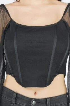 Luca Black Long Sleeve Corset Top -Tulle Clothing LucaBlack 2