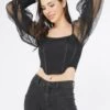 Luca Black Long Sleeve Corset Top -Tulle Clothing LucaBlack 3