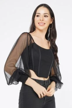 Luca Black Long Sleeve Corset Top -Tulle Clothing LucaBlack 6
