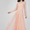 Luciene Long Sleeve Embellished Maxi Dress In Blush Pink -Tulle Clothing LucieneLSedited