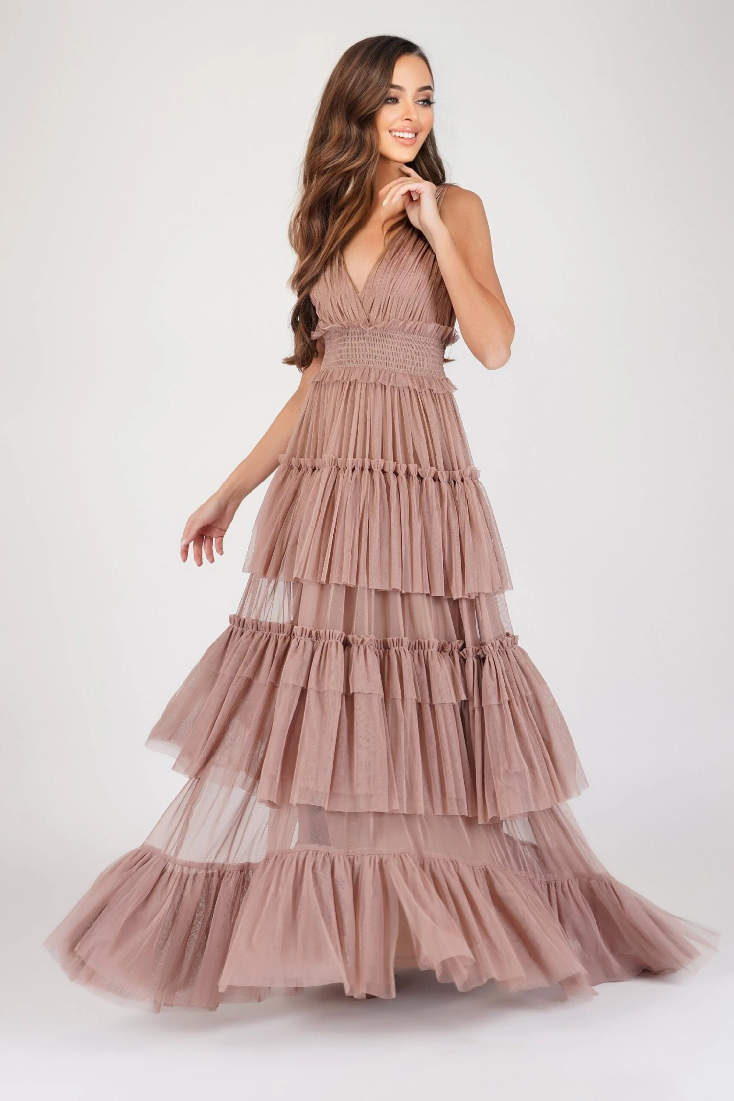 Luna Mink Tulle Plunge Maxi Dress 5 Luna Mink Tulle Plunge Maxi Dress - Image 3