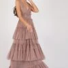 Luna Mink Tulle Plunge Maxi Dress -Tulle Clothing Luna 4