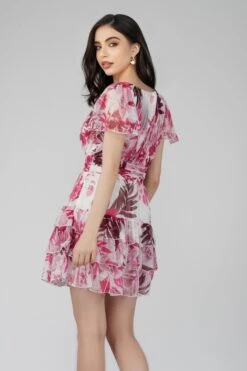 Madison Pink Printed Chiffon Mini Dress -Tulle Clothing MadisonCHiffonMiniinPink 1