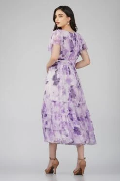Madison Lavender Chiffon Bridesmaid Dress -Tulle Clothing MadisonMidiLavenderPrint 1