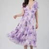 Madison Lavender Chiffon Bridesmaid Dress -Tulle Clothing MadisonMidiLavenderPrint 2