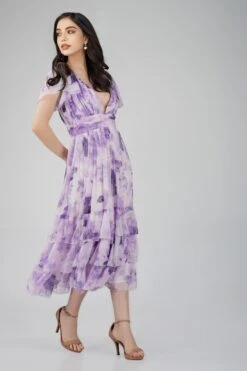 Madison Lavender Chiffon Bridesmaid Dress -Tulle Clothing MadisonMidiLavenderPrint 5