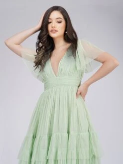 Madison Sage Green Tulle Bridesmaid Midi Dress -Tulle Clothing MadisonMidiSage 3