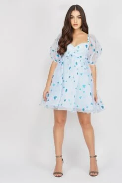 Melanie Puff Sleeve Dress In Blue Heart -Tulle Clothing MelanieBlueHeart 5 EDITED2