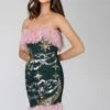 Midnight Sequin Feather Mini Dress In Emerald Green -Tulle Clothing MidngihtGreen