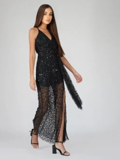 Nair Black Sequin Maxi Dress 12 Nair Black Sequin Maxi Dress -Tulle Clothing NairBlack 4