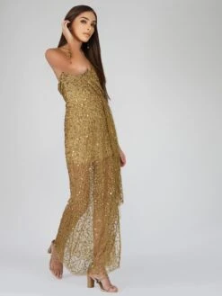 Nair Gold Sequin Maxi Dress -Tulle Clothing NairGold 1