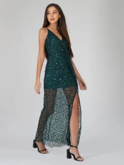 Nair Green Sequin Maxi Dress 12 Nair Green Sequin Maxi Dress -Tulle Clothing NairGreen 1