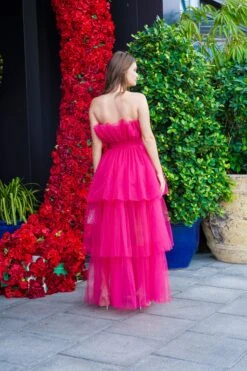 Natalia Tulle Maxi Dress In Bright Pink -Tulle Clothing NataliaBrightPink 5